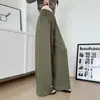 Estilo Mismo de Xiaohongshu Pantalones de Tejido de Aire con Cintura Ancha Pierna Ancha para Mujer Primavera Otoño Nuevos Holgados Fitness Casual Pantalones Adelgazantes Pantalones Deportivos