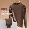 Conjunto de Ropa Interior Térmica de Manga Larga con Cuello Medio Alto para Otoño e Invierno para Mujer