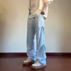 Pantalones de Asalto Estilo Funcional con Pantalones de Hielo de Seda Plisados Fluidos para Hombre, Verano Finos Sueltos Rectos Cargo Casual Paracaidista Largos