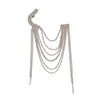 Broche de Borla Multicapa Geométrico Simple Europeo y Americano con Diamantes, Sensación de Lujo Ligero y Gama Alta, Accesorio de Moda y Único para Mujeres
