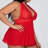 Popular al por mayor transfronterizo europeo y americano Lencería sexy de encaje hueca transparente con cuello halter talla grande camisón sexy de lencería
