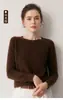 Nuevo Suéter de Punto para Mujer Otoño/Invierno de Primera Línea, Cuello Redondo, 100% Cachemira, Color Liso, Manga Larga, Capa Base