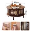 Mesa de Centro Dar Retro Francesa Madera Maciza Sala de Estar Apartamento Pequeño Hogar Lujo Ligero Gama Alta Estilo Mid-Century Americano Mesa de Centro Redonda