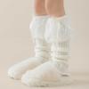 Calcetines para niñas primavera y otoño tubo largo encaje lazo encaje rizo calcetines otoño e invierno calentador de piernas cálido Lolita pantorrilla set