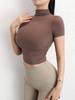 Spice Girls Deseo Puro Top Deportivo de Cuello Alto Estrecho Ropa de Yoga para Mujer Camiseta Ajustada de Manga Corta Adelgazante Camiseta Plegada para Correr Ropa de Fitness