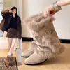 2026 Nuevas Botas de Nieve Cálidas de Invierno para Mujer Estilo Coreano Puntiagudas con Piel Hebilla Moda Tacón Grueso Botines
