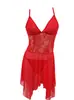 Camisón de encaje para mujer, con paneles de malla transparente, un diseño sexy de espalda abierta y un estilo seductor y atractivo, perfecto como lencería o ropa de estar por casa.. 8012