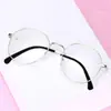 Armazón de Metal para Lentes Moda Anti-Luz Azul Poligonal Lentes para Miopía Sin Graduación Espejo Plano Armazón Rosa Dorado para Lentes