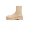 Botas curtas elásticas clássicas retrô de sola grossa, novas botas tipo meia femininas 2026, botas finas vintage de camurça com sola grossa