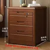 Mesita de noche de madera maciza, estilo chino, diseño simple y moderno, adecuada para dormitorios, con espacio de almacenamiento, un simple gabinete de 3 niveles para la mesita de noche