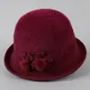 Sombrero de pescador de punto floral para mujer de mediana edad y ancianas, sombrero cálido de ala enrollada de abuela para otoño e invierno, sombrero formal para ancianos
