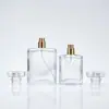 Botellas cuadradas de vidrio para perfume en stock 30ml 50ml 100ml botellas cuadradas planas para perfume botellas de alta gama para dispensar perfume con atomizador fino