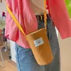 Bolsa de Mão Feminina Colorida Sólida da Moda para o Dia a Dia Estilo Coreano Simples Bolsa de Lona Estudante Grande Capacidade Bolsa de Mão para Garrafa de Água