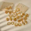 Comercio exterior transfronterizo superventas simples retro moda liso plisado geométrico clásico oro real 18K acero inoxidable aretes