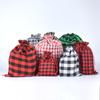 Pantalones de cuadros rojos y negros con cordón y bolsillo con solapa, adecuados para regalo de Navidad, fiesta, envoltorio de regalo, bolsa de dulces