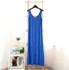 Vestido Feminino Estilo Coreano Decote U Vestido Base Modal Vestido Longo Camisola
