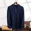 Outono e inverno novo suéter de caxemira masculino lapela pulôver camiseta gola polo cashmere puro malha manga comprida moda suéter