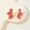 Pendientes de Hoja de Arce Florales con Diseño Temático de Bosque Estilo Coreano, Pendientes de Pétalos de Colores con Goteo de Aceite de Moda y Lujosos para Mujer, Venta al por Mayor Transfronteriza