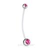 Amazon nueva venta caliente alta calidad varilla suave ombligo de mujeres embarazadas doble cabeza diamante ombligo en stock al por mayor