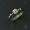 Anillo de Copo de Nieve de Invierno Luochen con Diamantes, Estilo Japonés Exquisita Obra Estilo Ropa, Versátil, Moderno y Personalizado Anillo Pulsera Ajustable