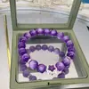 Pulseira Popular de Cristal Imitado Uruguaio do Xiaohongshu, Luxo Acessível e Pulseira de Ametista Cinza Lítio de Alta Qualidade, Presente para Melhores Amigas