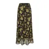 Saia Floral Estilo Resort Francês Justa ao Corpo Saia Cauda de Peixe Verão Nova Moda Cintura Alta Ajustada Elegante Longa para Mulheres