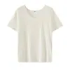 Camiseta Simples de Manga Curta Lisa para Mulheres Plus Size, Novo Estilo Verão 2026, Top Fresco de Tencel com Decote V 214198