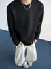 Camiseta de manga larga para hombre estilo patchwork G de peso pesado, otoño/invierno, diseño elegante y genial, capa base para hombre, gris claro y blanco