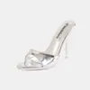 Comercio Electrónico Transfronterizo Nuevo Estilo Versátil Cómodo Minimalista Sexy Ropa de Abrigo Sandalias de Tacón Alto Abiertas Chanclas Talla Grande Venta Directa de Fábrica