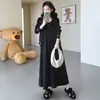Elegante Ropa de Maternidad: Conjunto de Dos Piezas para Embarazadas: Vestido de Punto Midi Estilo Chanel + Cárdigan Pequeño, Colección Primavera 2026