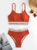 Traje de baño de punto multicolor de cintura alta con abertura, bikini sexy para mujer, europeo y americano, transfronterizo, nuevo