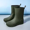 Botas de lluvia para hombre hasta la pantorrilla, zapatos impermeables antideslizantes, botas de lluvia para lavar el coche, pesca, trabajo de reparto, zapatos de goma para vadear en agua de mar, botas de lluvia para repartidores