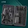 Kit de Cortadores de Unha de Aço Inoxidável Conjunto de 24 Peças Cortadores de Unha Ferramentas de Manicure Limpador de Ouvido Ferramentas de Pedicure Kit de Cortadores de Unha