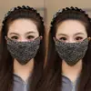 26 Moda de Verano Moderna para Mujer Encaje Amigable con la Piel Transpirable Lavable Malla Protección Ocular Alta Apariencia Estampado de Leopardo Mascarilla