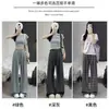 Pantalones a cuadros verdes Yamamoto de talla grande 150 kg para mujer, finos de primavera/verano, de cintura alta, fluidos, casuales, holgados, de pierna ancha