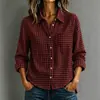 Camisa Casual de Manga Larga a Cuadros Suelta con Cuello para Mujer 2026 Primavera/Verano Amazon Transfronterizo Europeo y Americano Top para Mujer