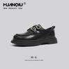 Sapatos de plataforma pretos universais femininos 2025 novos mocassins elevados de primavera estilo britânico sapatos JK com saia