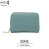 Porta tarjetas de organza de cuero de vaca de capa superior para mujer con protección RFID antirrobo, Porta tarjetas para mujer, Bolso de identificación para hombre, Billetera pequeña multifuncional con cremallera