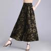 Pantalones Nueve Puntos de Seda de Hielo para Mujeres de Mediana Edad y Mayores, Ropa de Mamá de Talla Grande, Pantalones Falda Estampados Holgados, Cintura Elástica, Pantalones Finos de Pierna Ancha, Elegantes para Ir al Trabajo