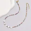 Collar de Cristal Bohemio Transfronterizo Europeo y Americano Todo Fósforo Alto Grado Cadena de Clavícula Dorada con Cuentas de Amor de Verano para Mujeres