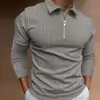 Camisa POLO de Manga Larga para Hombre Estampado Digital Top para Hombre Rayas Cremallera Exclusivo Transfronterizo de AliExpress Amazon