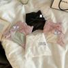 Pantaletas Sexy de Encaje de Satén Francés para Niñas, Entrepierna de Algodón Antibacteriano con Abertura de Malla, Cintura Media Cubridora de Cadera, Calzones para Mujer