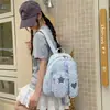 Mochila de Verano Energética Rosa Melocotón con Orejas de Conejo, Bolso de Estudiante Suave y Dulce con Retazos de Encaje, Mochila para Compras de Vacaciones