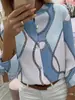 2019 Europea y Americana deseo Amazon otoño e invierno cadena Solapa estampada manga larga camisa mujer punto