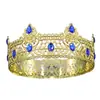 Concurso de Belleza Nupcial Europeo y Americano Corona Grande Tiara Reina Aleación Pedrería Corona Barroca Corona de Rey para Hombres Británicos