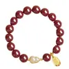 Pulsera de Cinabrio Crudo con Calabaza de Jade y Amuleto de la Fortuna, Alto Contenido de Arena Dorada Púrpura, Pulsera Unisex para el Año de Nacimiento, Venta al por Mayor de Regalos de Joyería