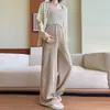 Pantalones de maternidad para otoño e invierno, nuevos pantalones rectos de pierna ancha de punto con flecos, pantalones casuales adelgazantes de maternidad hasta el suelo sin soporte para el vientre