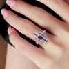 Anel Europeu e Americano de Cor Exagerada Corindo Vermelho Tesouro Moda Luxo Leve Elegante Aberto Ajustável Diamante de Alto Carbono Cor Vermelho Sangue de Pombo Anel Feminino