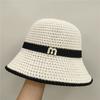 Nuevo Sombrero de Sol de Punto Hueco con Letras a Juego para Mujer, Verano, Vacaciones, Playa, Estilo Coreano, Venta al por Mayor