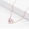 Collar de anillo romano de circonita negra para mujer, simple, versátil, chapado en plata esterlina 999, diseño de nicho, moda japonesa y coreana, INS, doble anillo